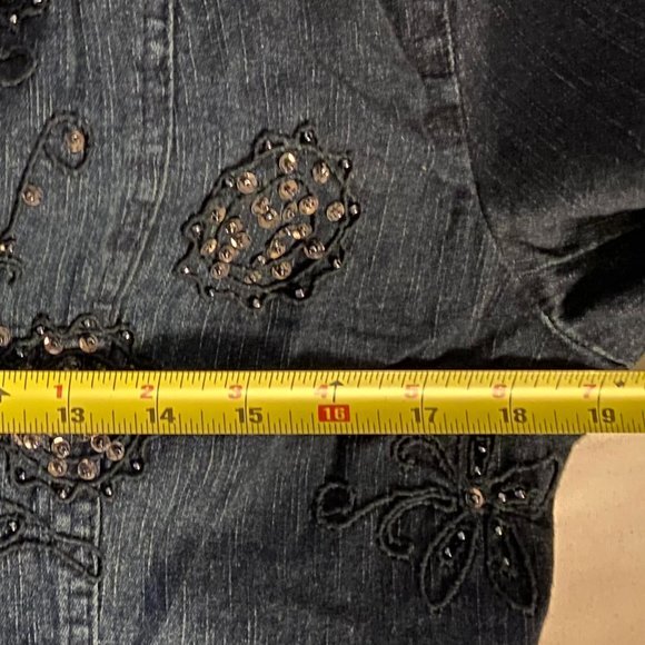 Flashback Womens Denim Blingy Shacket Size M - Picture 9 of 10